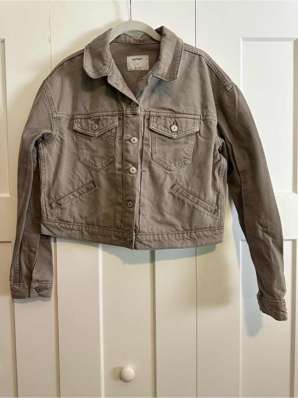 Old Navy Cropped Taupe Denim Jacket